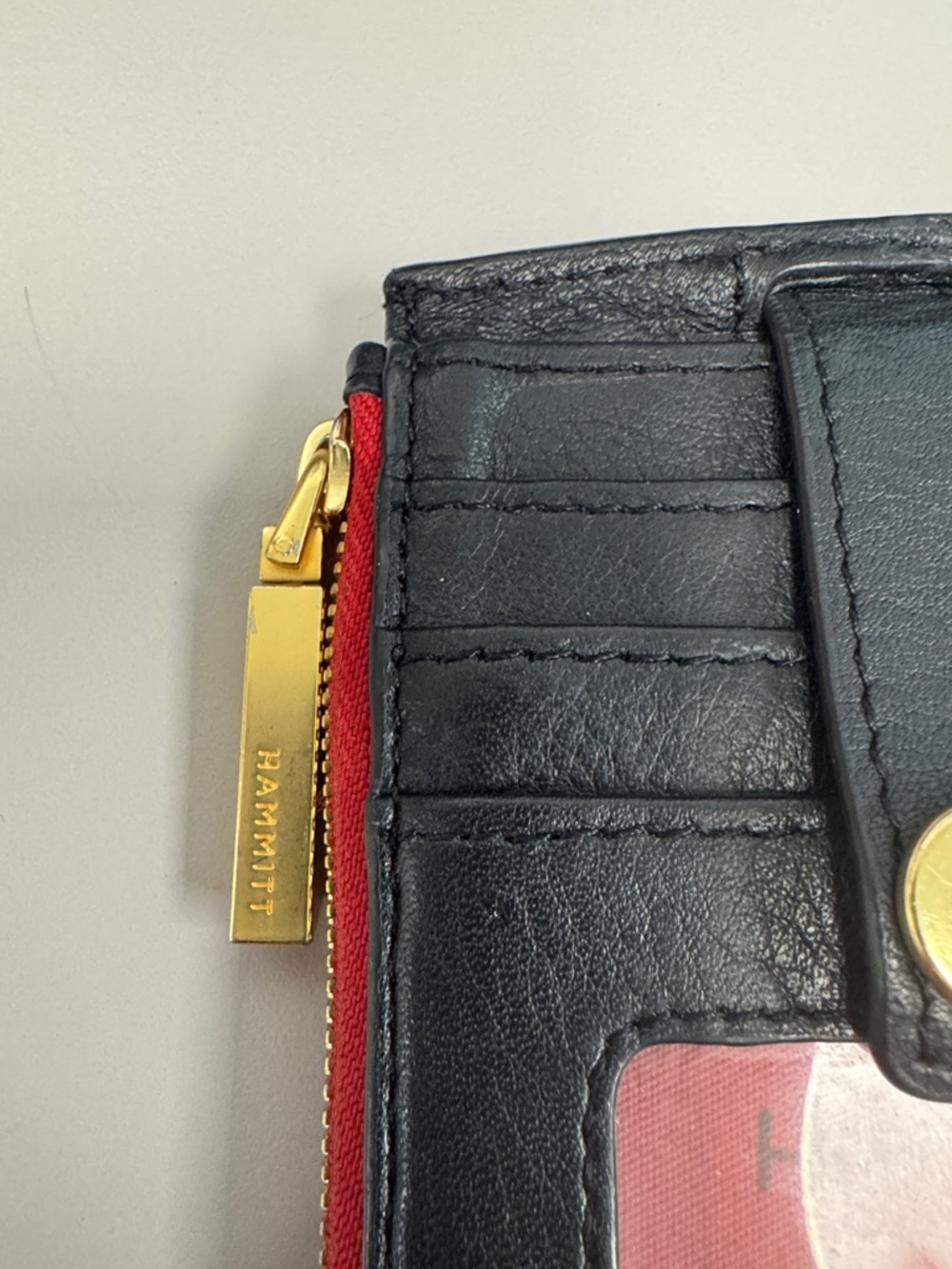 Hammitt 210 West Card Case Wallet in Black with Red Zip - Picture 6 of 7